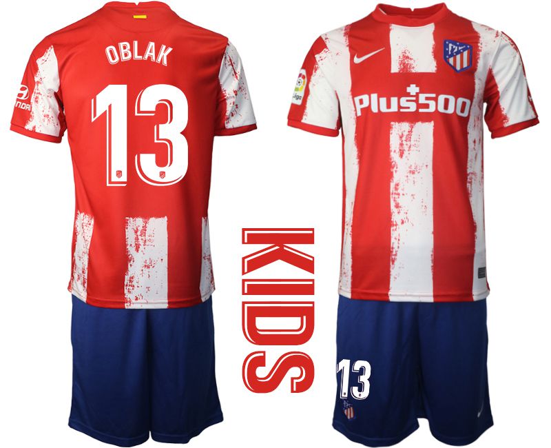 Youth 2021-2022 Club Atletico Madrid home red #13 Nike Soccer Jersey